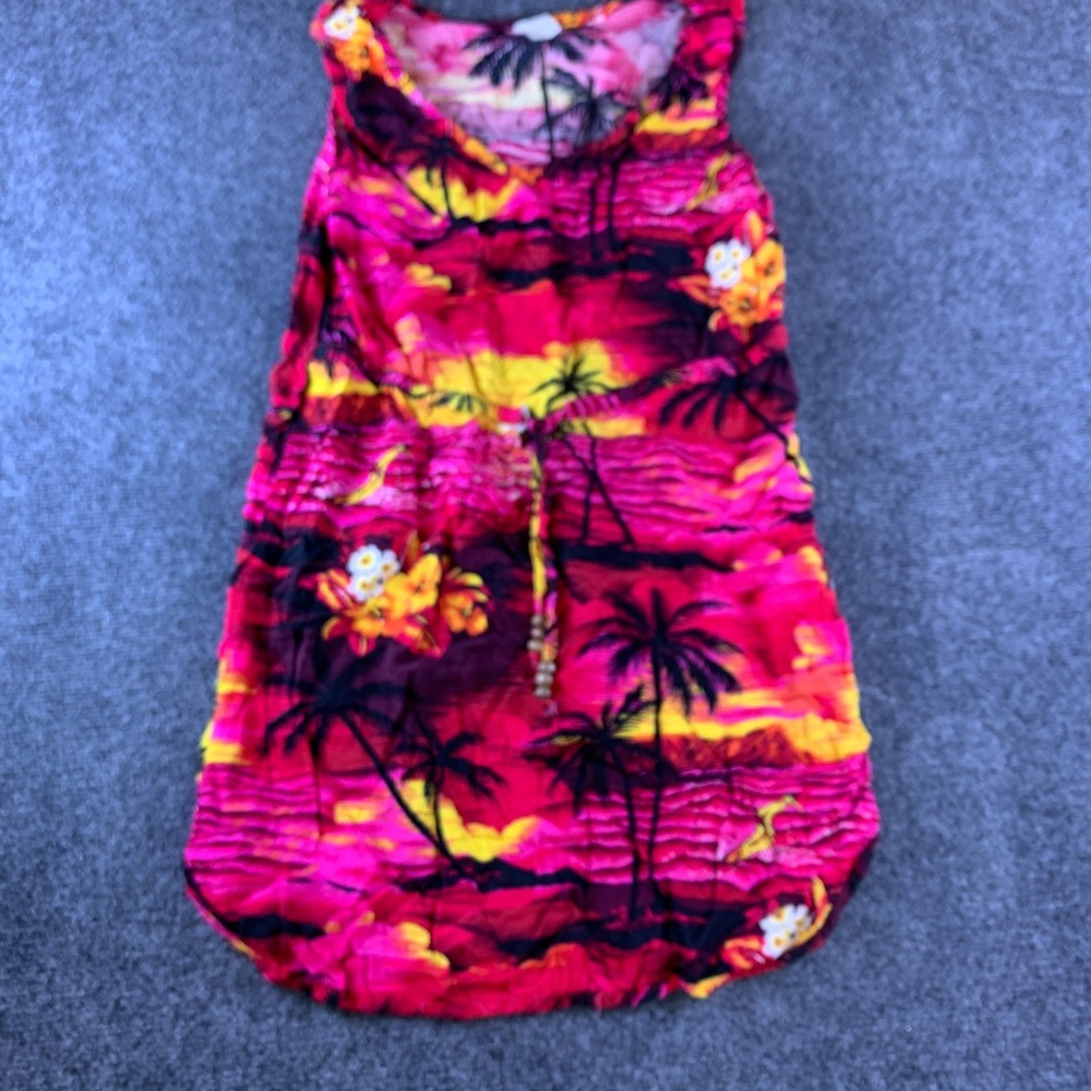 Palmwave Aloha Dress Womens Medium Red Good Vintage Palm Tree Rayon R91-D066